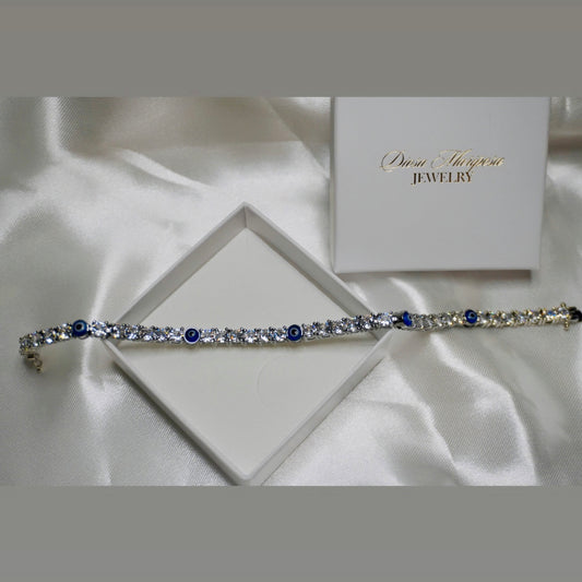 Blue Evil Eye Tennis Bracelet