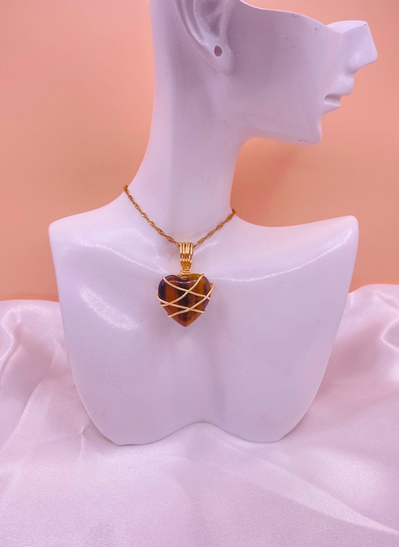 Tigers Eye Heart Necklace