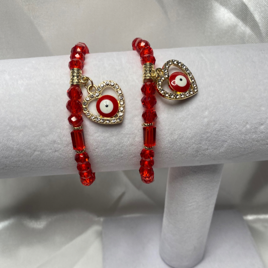 Red Evil Eye Heart Bracelet🧿♥️